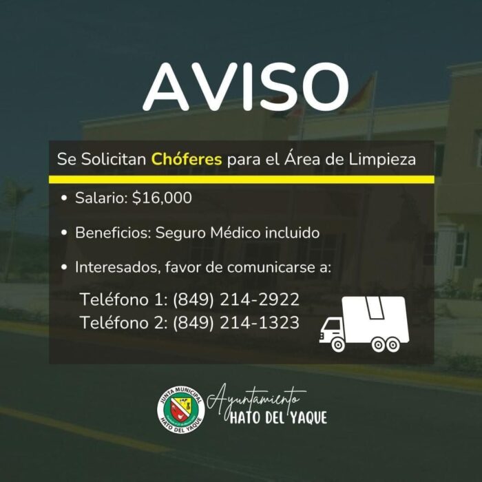 El Ayuntamiento Solicita Choferes para Camiones recolectores en el Área de Limpieza.