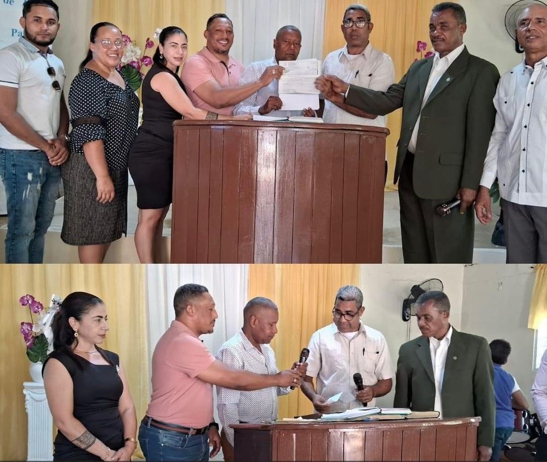 “El Ayuntamiento hace entrega de un aporte a la Iglesia de Dios Amor y Paz”.